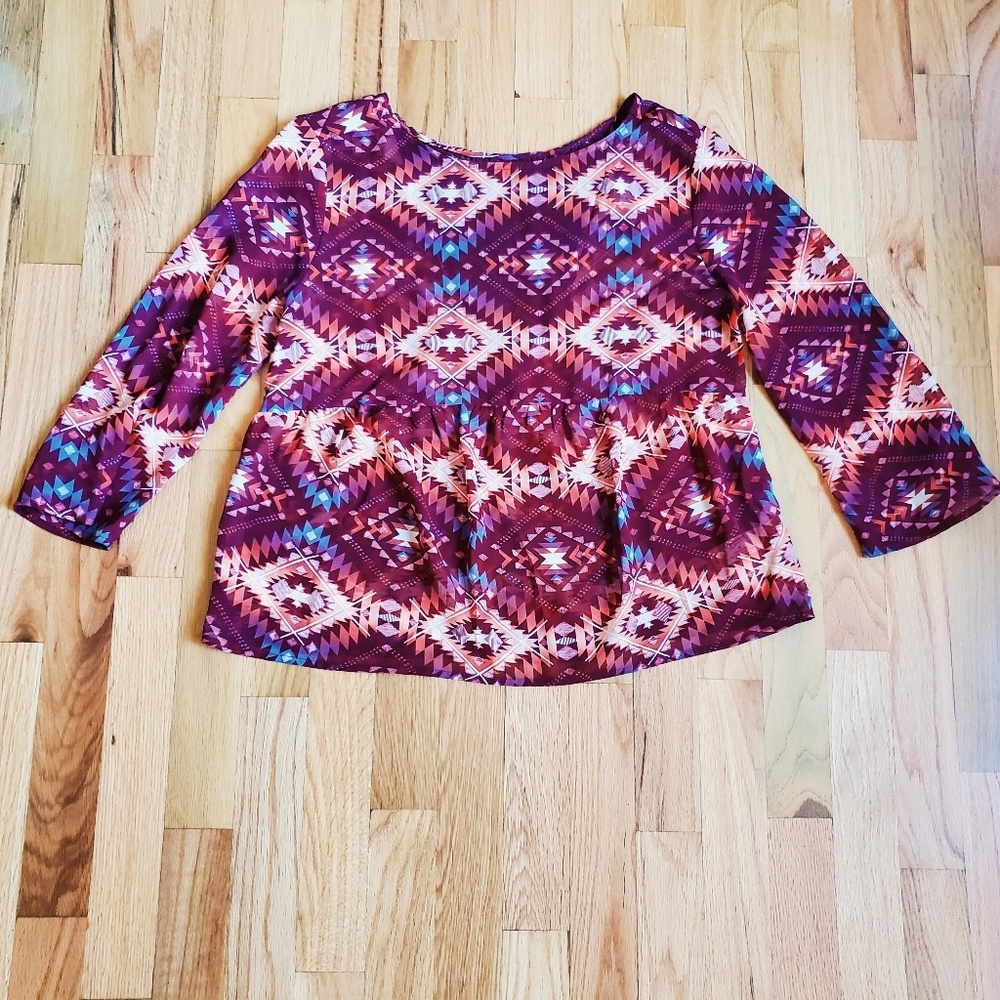 Arizona Chifon Blouse w/ Crochet Detail Aztec